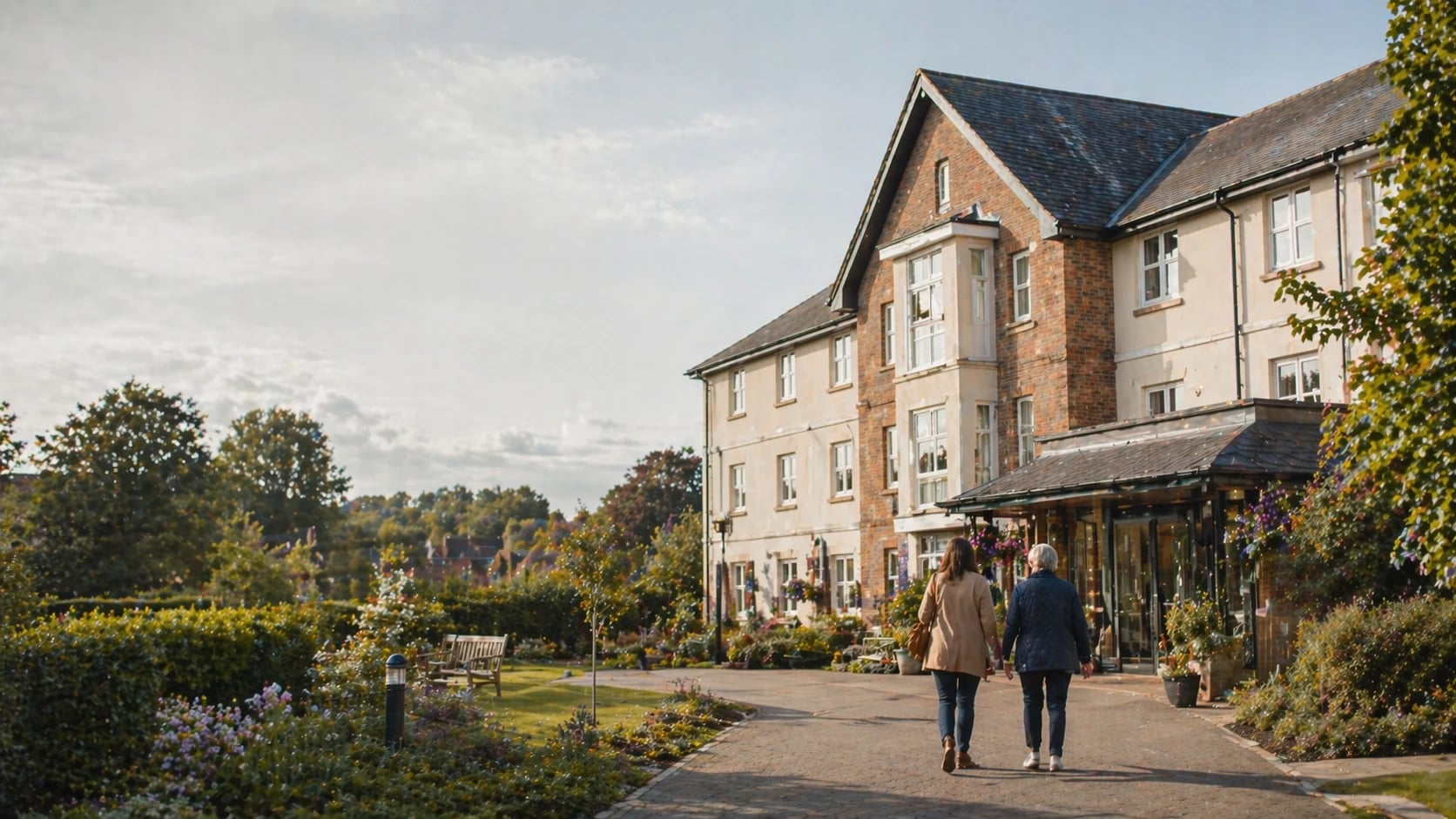 A family arriving at a care home